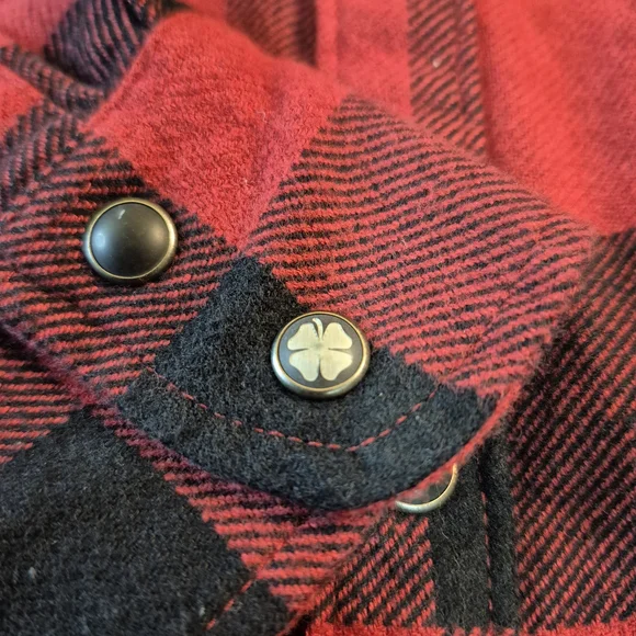 Lucky Brand Red and Black Plaid Snap Button Shirt 3118/431 - Picture 2 of 13